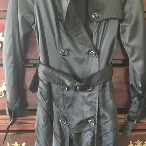 Black Silk Dress Ruched Coat by famous maker XS